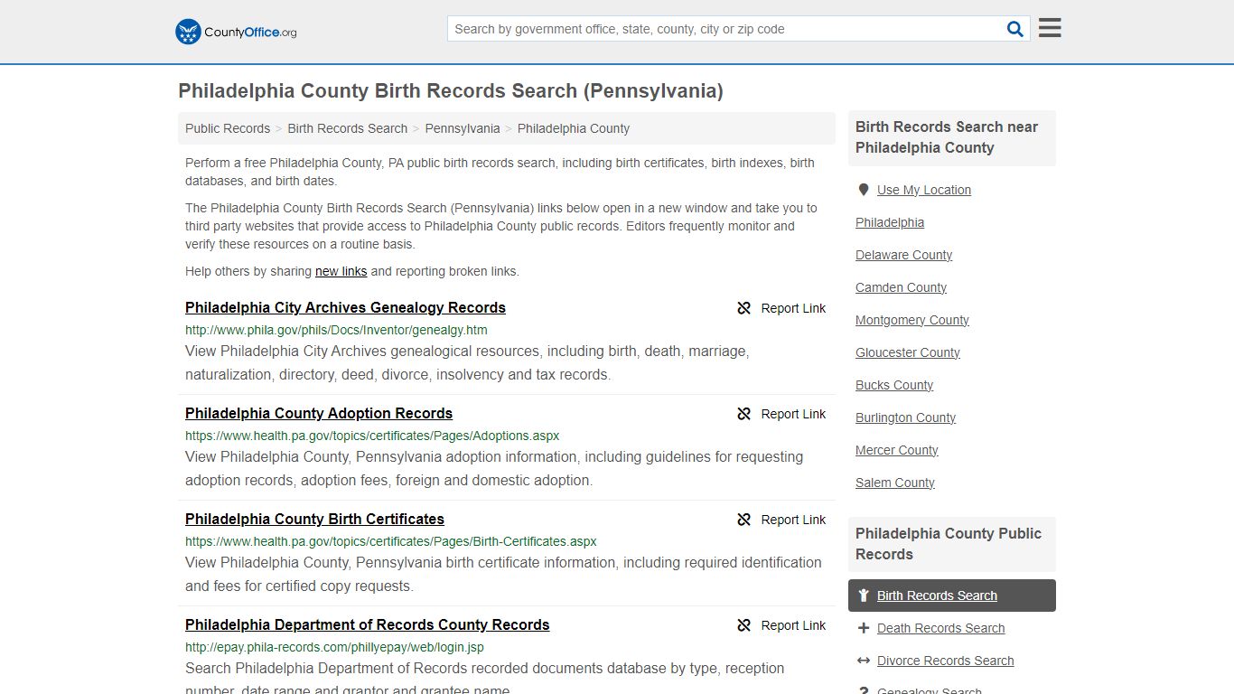 Birth Records Search - Philadelphia County, PA (Birth Certificates ...